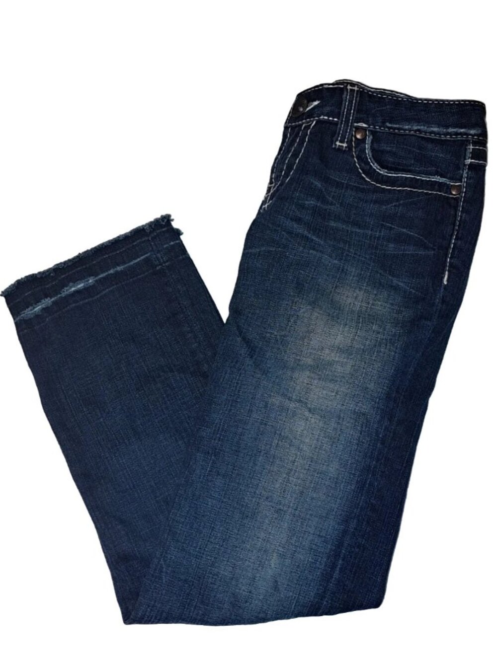 BKE Women's Madison Size 26 Blue Jeans 26x26 Raw Hem Distressed